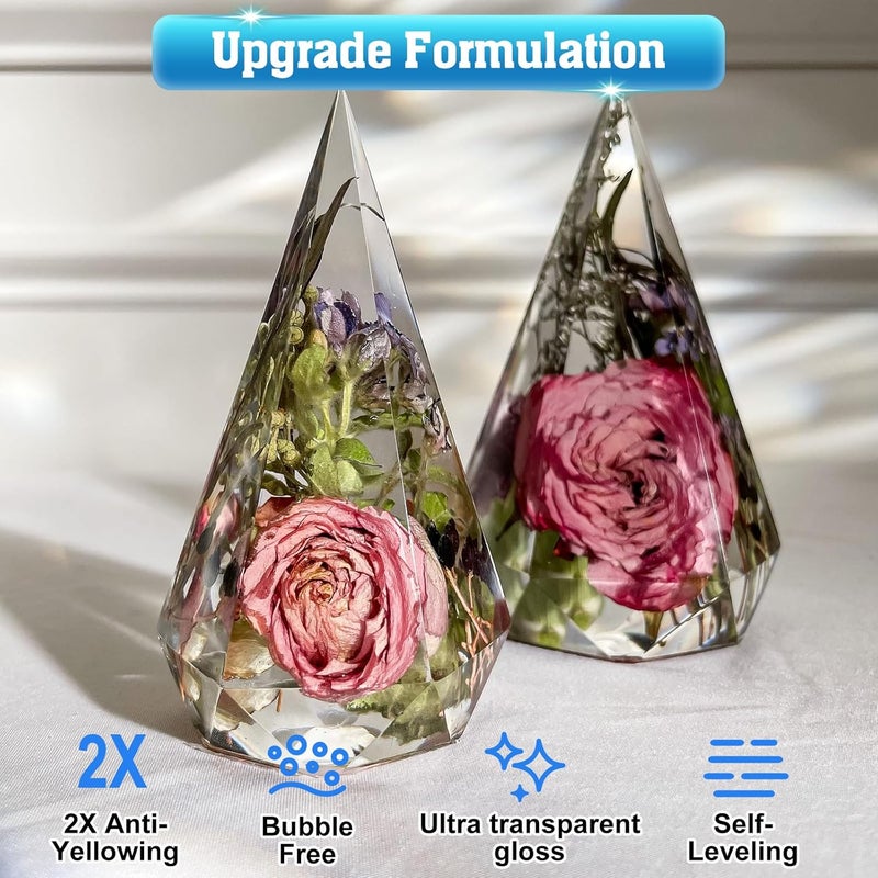 Shabebe Epoxy Resin 64OZ, Upgraded Crystal Clear Resin Epoxy Food Safe, Self Leveling & Bubble Free Epoxy Resin with Anti-Yellowing for Coating, Casting, Jewelry Making, DIY Craft - Image 2